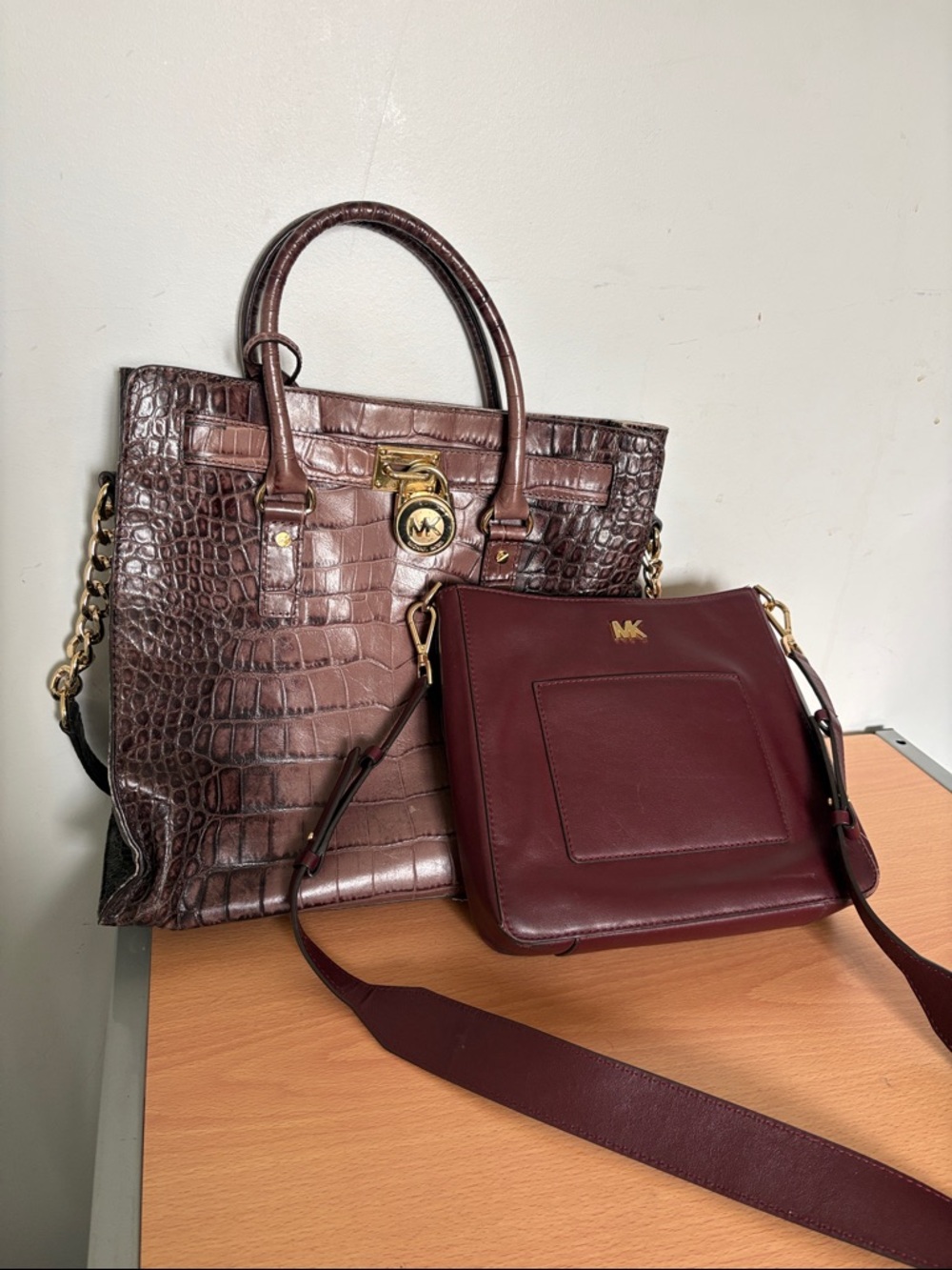 MICHAEL Michael Kors Dark Brown Crocodile Tote & Crossbody as bonus